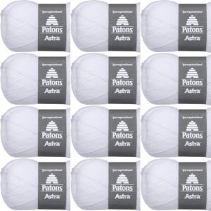 Spinrite Patons Astra Yarn Solids White 1 Pack of 12 Skein