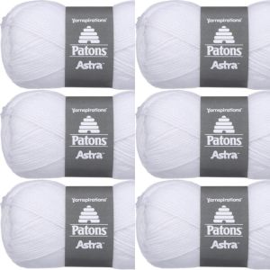 Spinrite Patons Astra Yarn Solids White 1 Pack of 6 Skein