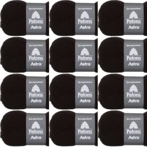 Spinrite Patons Astra Yarn Solids Black 1 Pack of 12 Skein