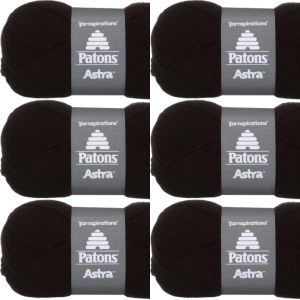 Spinrite Patons Astra Yarn Solids Black 1 Pack of 6 Skein