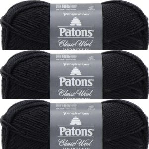 Spinrite Patons Classic Wool Yarn Black 1 Pack of 3 Skein