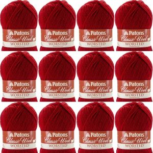 Spinrite Patons Classic Wool Yarn Bright Red 1 Pack of 12 Skein