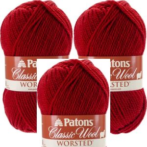 Spinrite Patons Classic Wool Yarn Bright Red 1 Pack of 3 Skein