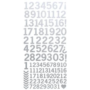 Cardstock Number Stickers Metallic Silver