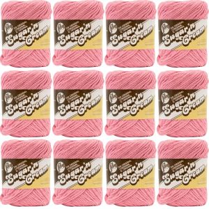 Spinrite Lily Sugar n Cream Yarn Solids Rose Pink 1 Pack of 12 Skein