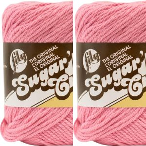 Spinrite Lily Sugar n Cream Yarn Solids Rose Pink 1 Pack of 2 Skein