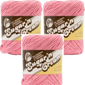 Spinrite Lily Sugar n Cream Yarn Solids Rose Pink 1 Pack of 3 Skein