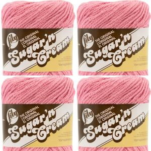 Spinrite Lily Sugar n Cream Yarn Solids Rose Pink 1 Pack of 4 Skein