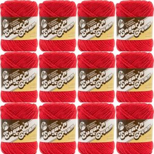 Spinrite Lily Sugar n Cream Yarn Solids Red 1 Pack of 12 Skein