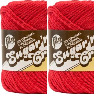 Spinrite Lily Sugar n Cream Yarn Solids Red 1 Pack of 2 Skein