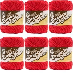 Spinrite Lily Sugar n Cream Yarn Solids Red 1 Pack of 6 Skein