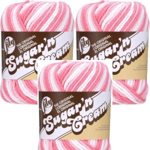 Spinrite Lily Sugar n Cream Yarn Ombres Strawberry Cream 1 Pack of 3 Skein