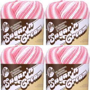 Spinrite Lily Sugar n Cream Yarn Ombres Strawberry Cream 1 Pack of 4 Skein