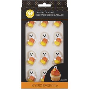 Wilton Royal Icing Decorations 12 Per Pkg Ghost With Candy Corn
