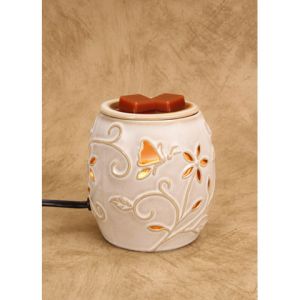 Ceramic Wax Warmer Electric Beige Flowers And Nature Design