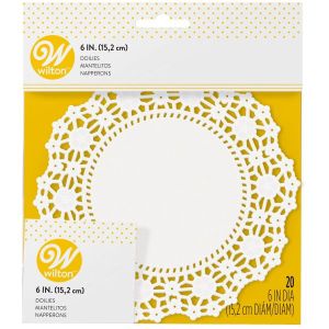 Wilton Lacy Floral Paper Doilies for Cake Decorating 6 inch Round Bright White 20Count 1 Pack of 1 Piece