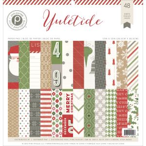 American Crafts Pink Paislee Yuletide Collection Christmas 12 x 12 Paper Pad