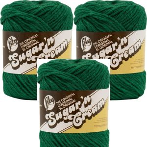 Spinrite Lily Sugar n Cream Yarn Solids Dark Pine 1 Pack of 3 Skein