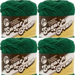 Spinrite Lily Sugar n Cream Yarn Solids Dark Pine 1 Pack of 4 Skein