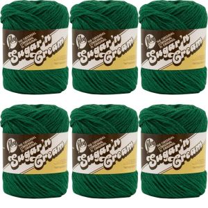 Spinrite Lily Sugar n Cream Yarn Solids Dark Pine 1 Pack of 6 Skein
