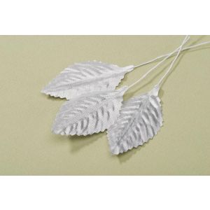 Single Rose Leaf Metallic Silver 2.5 Inches