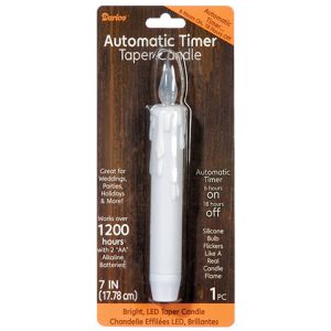 Battery Operated LED Taper Candle - White - 1200 Hour Life - 7 inches (1 pack of 6 pieces)