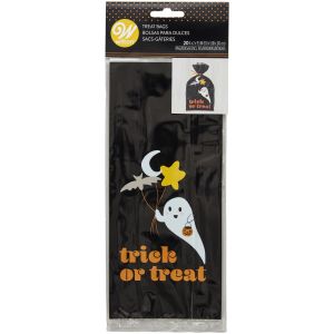 Wilton Trick or Treat Black Halloween Treat Bags and Ties, 20-Count
