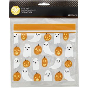 Wilton Happy Halloween Resealable Ghost and Pumpkin Treat Bags, 20-Count