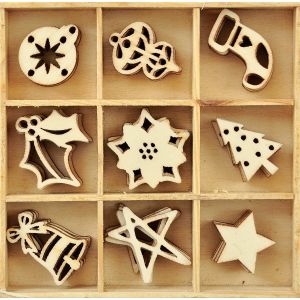 Christmas Flourishes Die Cut Wood Pieces Pack Festive