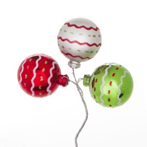 Christmas Floral Rickrack Ornament Pick 40 Millimeters 3 Tips