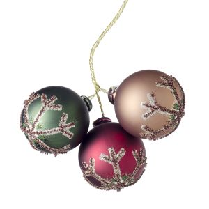 Christmas Pick Ornaments X3 Wdlnd Snow 40Mm