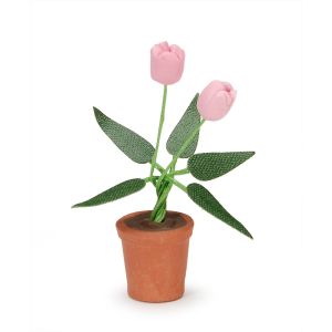 Timeless Minis Pot With Pink Tulips 0.5 X 1.625 Inches