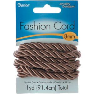 Jewelry Designer Fashion Cord - Polyester - Twisted Cord - Taupe - 8mm 1 Yard