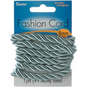 Jewelry Designer Fashion Cord - Polyester - Twisted Cord - Silver - 8mm 1 Yard