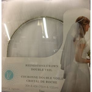 Rhinestone Halo Veil DBL Layer White