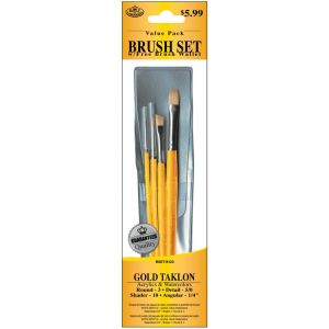 Royal Langnickel Gold Taklon Brush Set Value Pack Round