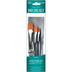 Royal Brush Gold Taklon Glaze and Wash Value Pack Brush Set