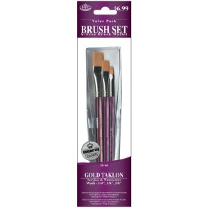 Royal Langnickel Gold Taklon Glaze Wash Value Pack Brush Set
