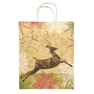 Wrapping and Gift Bags Natural Paper Craft Bag with Handle Christmas Prints Large