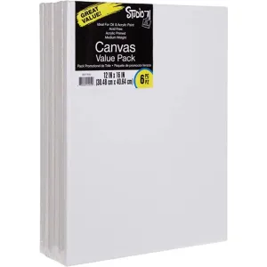 Darice White Stretched Canvas Value Pack 12X16 Inches Pack of 6