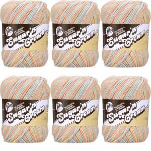 Spinrite Lily Sugar n Cream Yarn Super Size Buttercream 1 Pack of 6 Skein