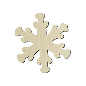 Natural Unfinished Wood Craft Snowflake Shape Cutout