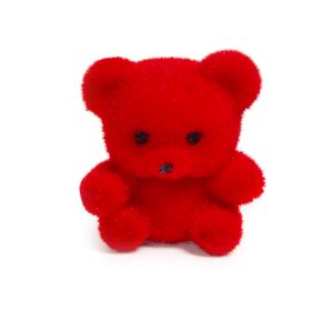 Flocked Bear Red 1 Inch
