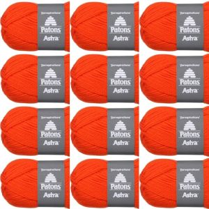 Spinrite Patons Astra Yarn Solids Hot Orange 1 Pack of 12 Skein
