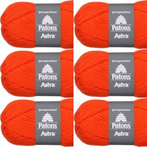 Spinrite Patons Astra Yarn Solids Hot Orange 1 Pack of 6 Skein