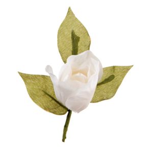 David Tutera Artificial Wedding Boutonniere White Rose With Green Leaves