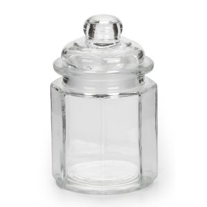 Glass Canister With Lid Paneled Clear 3.0625 X 4.9375 Inches
