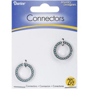 Jewelry Connectors Circle Silver and Turquoise 2cm