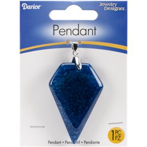 Jewelry Pendant Agate Stone Diamond Blue 35 x 50mm