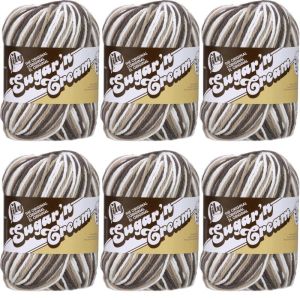 Spinrite Lily Sugar n Cream Yarn Super Size Chocolate Ombre 1 Pack of 6 Skein